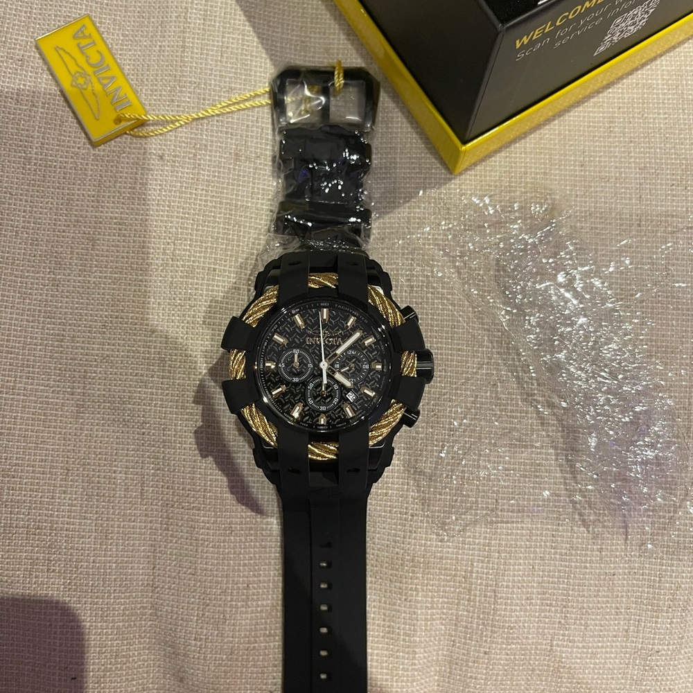 Invicta Chronograph with Black and Gold Details